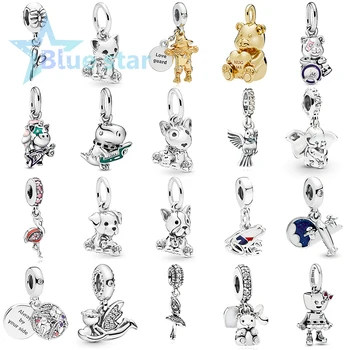 

Blue Star 100% 925 Sterling Silver 1: 1 high quality pandoras charm Labrador Puppy Punk Band Propeller Plane Pendant charm