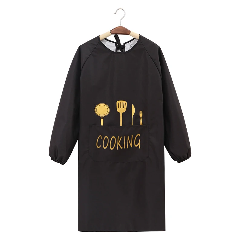 Kitchen smock long-sleeved apron waterproof and oil-proof Korean fashion adult men and women home work custom LOGO printing