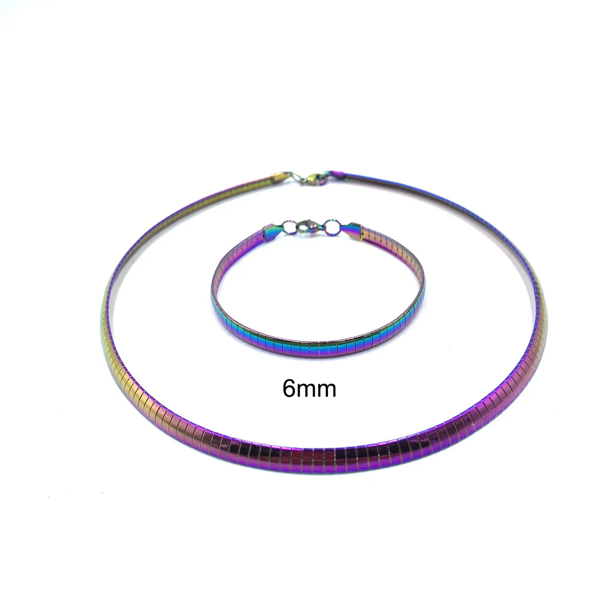 USENSET 3 Colors Collar Stainless Steel Necklace Women Choker Torques Jewelry Snake Chain Bracelet Set metal choker necklace,snake necklace