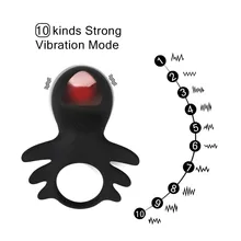 10 kings strong vibration mode USB charging silicone vibration Semen Lock Ring men's prolonged cock ring appliance fun collar