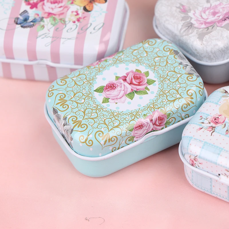 Hot Selling Cheap Wholesale Mini flower tin trinket jewellery Box Colorful Small Storage Case For Jewelry Candy Coin