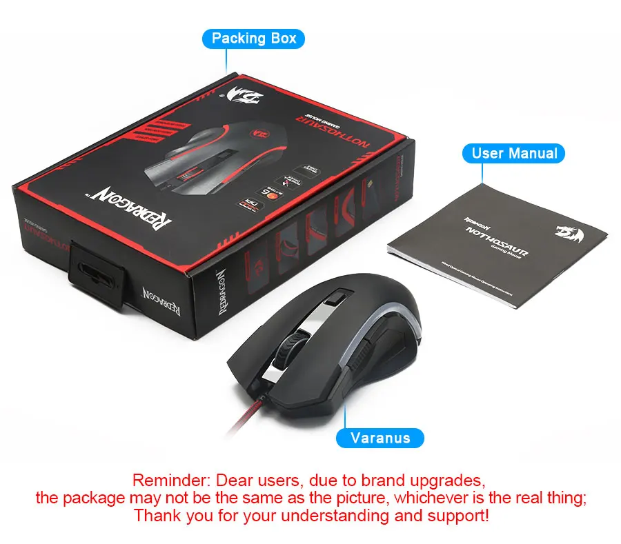 Redragon GRIFFIN M607 USB Проводная игровая компьютерная мышь 7200 dpi 6 кнопок 7 цветов с подсветкой RGB программируемая эргономичная для PC Gamer