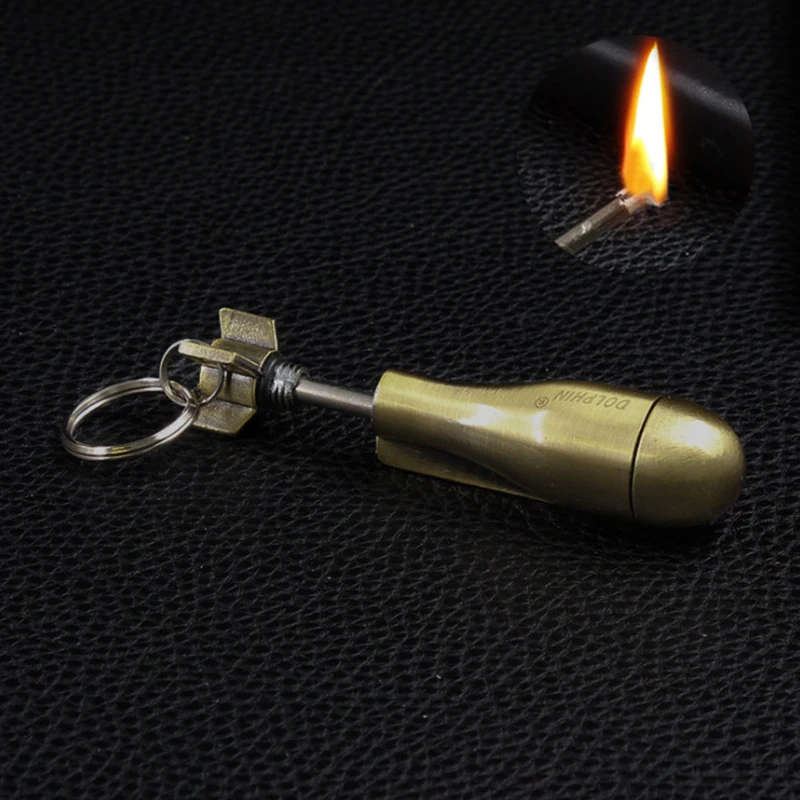 

Warhead Permanent Tourist Reusable Match Keychain Gasoline Lighter Waterproof Flint Free Starter Survival Tool Multifunction