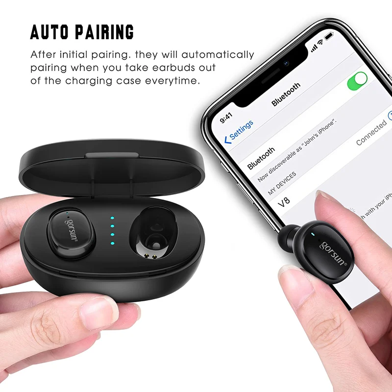 TWS стереонаушники Gorsun V8 с поддержкой Bluetooth 5 0 и двойным микрофоном|Наушники