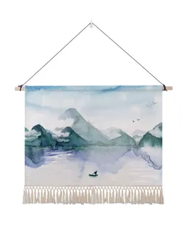 

Art Landscape Tapestry Print Modern Nordic Painting Simple Tapestry Tassel Aesthetic College Dorm Wandteppich Room Decor DE50GT