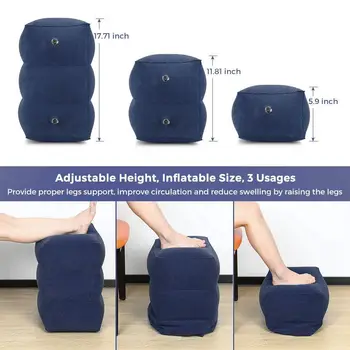 

Travel Inflatable Foot Rest Pillow Adjustable Height Portable Leg Rest Pillow Cushion Carrying Bag Airplane Home Car Office Foot