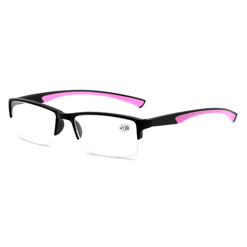 Очки для чтения Seemfly для мужчин и женщин, полуоправы, очки с прозрачными линзами, дальние зрительные очки, очки для гиперопии, диоптрия+ 1,0 до+ 4,0 - Цвет оправы: Розовый