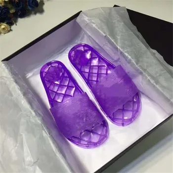 

2020 womens clear jelly fashion Flip Flops luxe transparent PVC slides sandals flats designer slippers with box dust bags