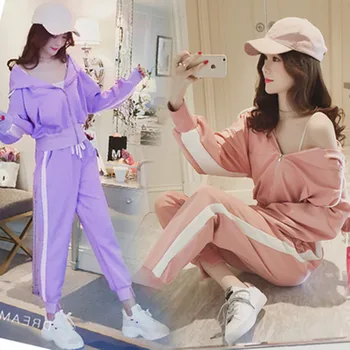 

Women's Clothing Even Midnight Motion Tracksuit Suit Sweater Solid Color Long-sleeved Trousers Loose Leisure Twinset 2PCS Set