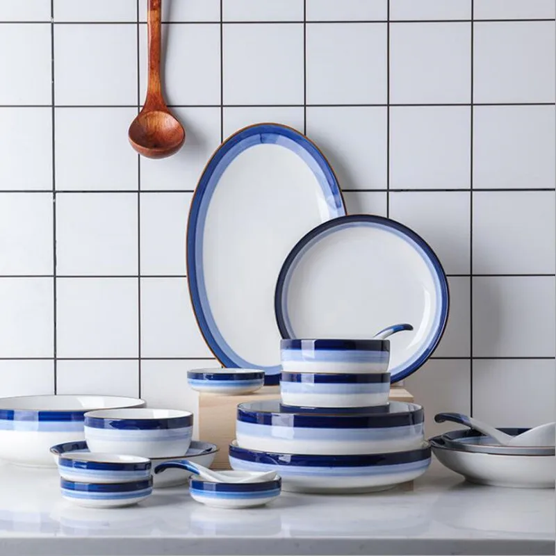 

Plate Ceramic Kitchen Plate Tableware Set Food Dishes Rice Salad Noodles Bowl Soup Kitchen
