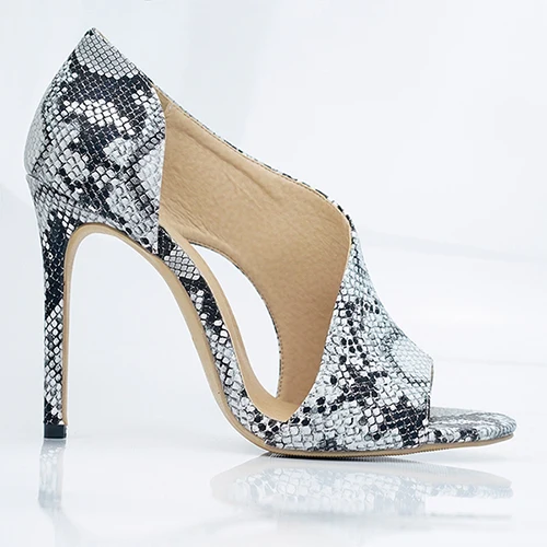 snake Новинка года; женские летние туфли-лодочки; босоножки с леопардовым принтом; модная однотонная повседневная женская обувь с открытым носком; туфли-лодочки с круглым открытым носком на высоком каблуке - Цвет: snake