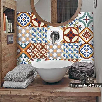

Turkish Classical Fake Tile Wall Stickers Kitchen Bathroom Home Decoration Waterproof Decorative Stickers for Furniture