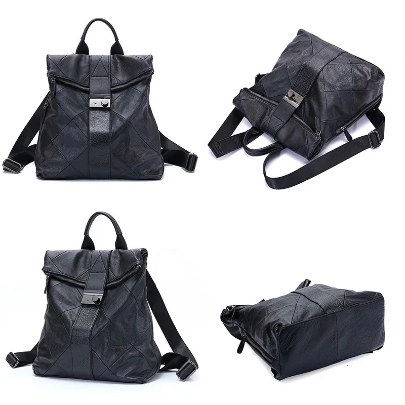 Leather Anti Theft Women Backpack Outdoor Travel Bag Large Capactiy Girl's Schoolbag Daily Knapsack Mochila Feminina Sac A Dos 2