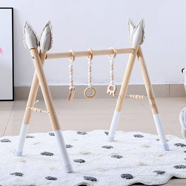 1Set Nordic Style Baby Gym Play Nursery Sensory Ring-pull Toy Wooden Frame Infant Room Toddler Clothes Rack Gift Kids Room Decor 4