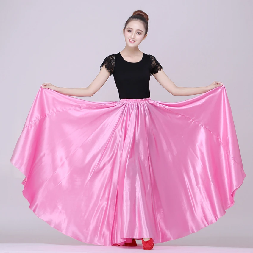 10 цветов атласная гладкая однотонная испанское Фламенко юбка плюс размер представление танец живота костюмы Женская Цыганская юбка