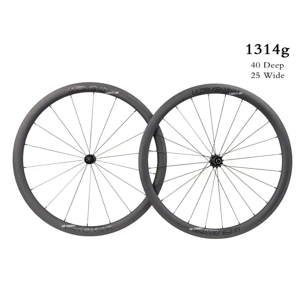 

ICAN 700C aero carbon T800 super light wheels 35C 40C 45C 50C 55C 86C clincher tubular with 3K twill brake surface sapim spokes