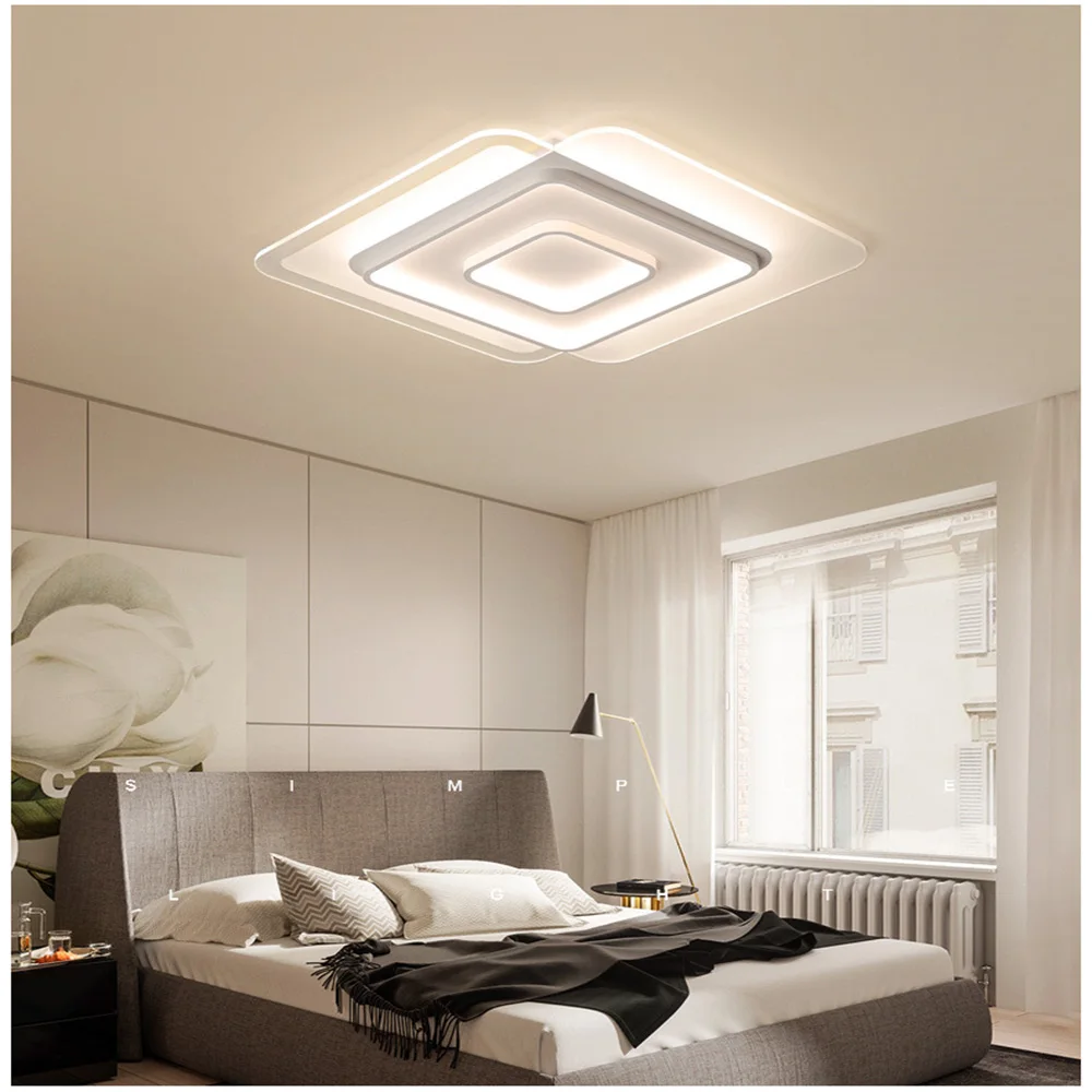 

led ceiling lights rectangular ultra-thin Acrylic home bedroom living room ceiling lamps Indoor Lighting RC Dimmable led ceiling