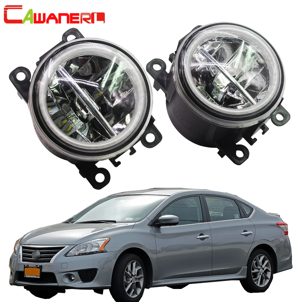 Cawanerl For Nissan Sentra 2.0L L4 2009 2010 2011 2012 Car Styling LED Lamp Fog Light + Angel Eye DRL Daytime Running 12V | Автомобили и