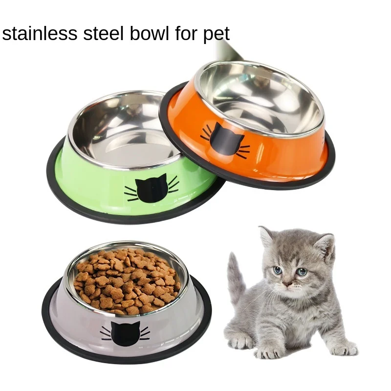 Кошачья миска Популярные Цвет для питомцев из нержавеющей стали круглый