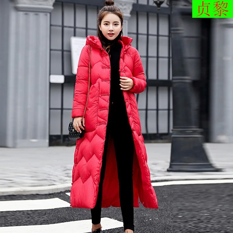 

Chinese-style Cotton-padded Jacket Women's 2018 Winter New Style Korean-style Exta-long to Ankle down Cotton Clothes over-the-Kn