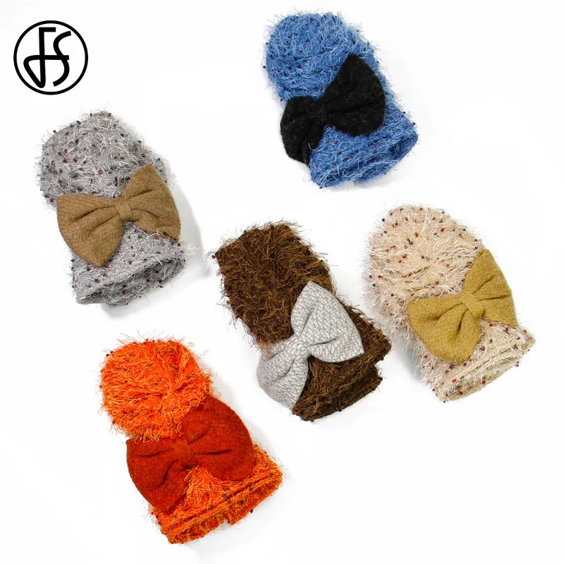 Женская шерстяная Панама FS складывающаяся шапка с бантом синего оранжевого или