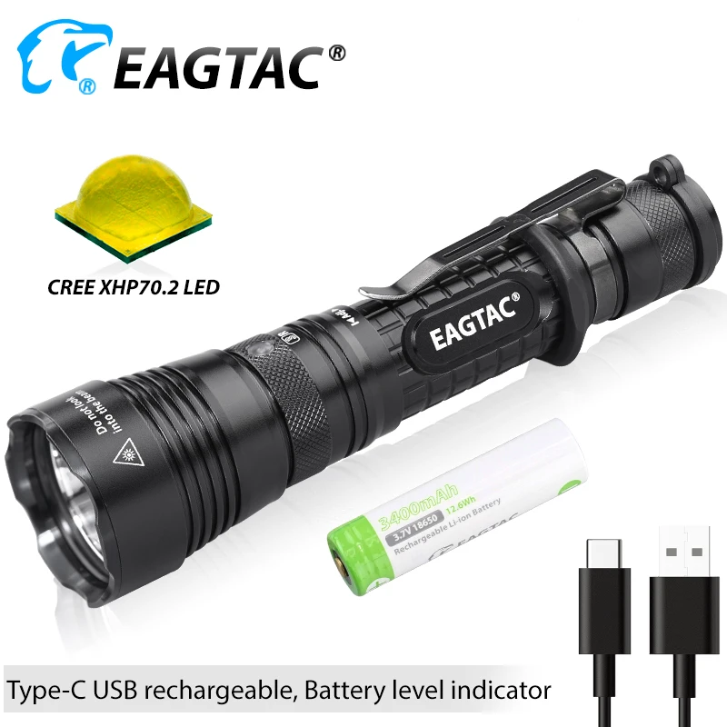 EAGTAC G3L CREE XHP70.2 3200 lumenów USB akumulator latarka taktyczna Super  Bright SFT 40 latarka LED 3400mAh 18650 bateria - AliExpress Lampy i  oświetlenie