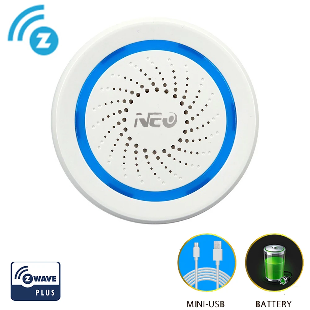 Беспроводная сирена NEO Z wave Plus домашняя Автоматизация питание от батарейки ЕС 868 4