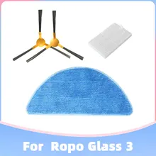 

For Ropo Glass 3 Robotic Vacuum Cleaner Replacement Spear Parts Accessories 3-Arm Side Spin Brush Hepa Filter Mop Rag Cloth Set