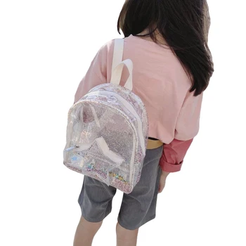 

AA 2020 New Children Small Multipurpose School Bag Fashion PVC Portable Backpack Kids Cute Sequins Colorful Laser Shoulder Bag