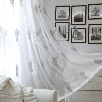 

Nordic Simple Two-color Tree Embroidered Window Screen Is Suitable for The Classic Hemp Yarn In The Living Room Bedrooma Tulle