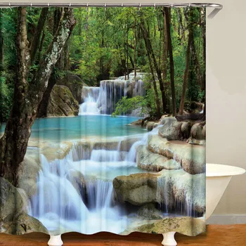 

jungle pattern 3D Printed Shower Curtain Waterproof Polyester Fabric Bath Curtain for Bathroom Curtain Decor with 12 Hooks