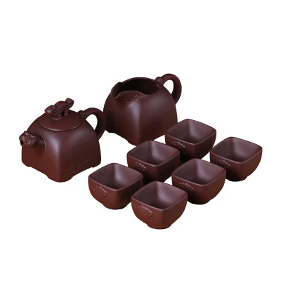 Zisha Kungfu Tea Set Teapot Cup Set Drink Tea Anti-scalding Complete Ceramic Simple Household Tea Ceremony Tea Sea - Цвет: Tea Set