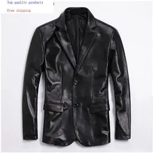 Мужская куртка из натуральной кожи пальто из овчины повседневные кожаные блейзеры Весна-Осень Куртки из натуральной кожи 6-807 KJ2708