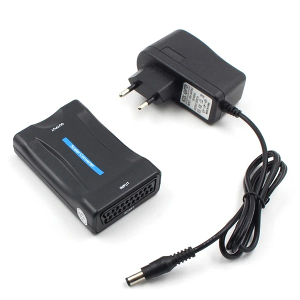 Конвертер 1080P SCART в HDMI-совместимый для ТВ DVD с Европейской/американской вилкой