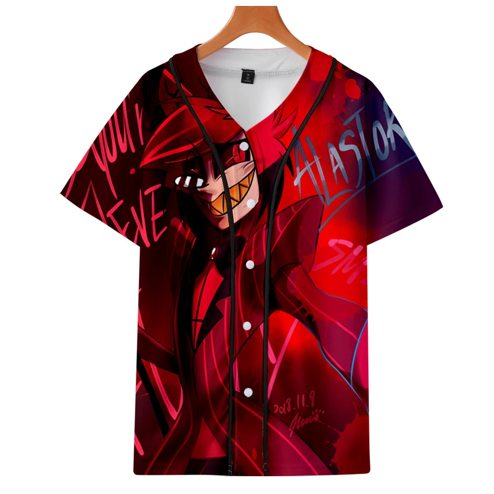 Пляжные рубашки, лето, для отеля Hazbin, модные, camisa masculina, 3D принт, короткий рукав, на пуговицах, Гавайские рубашки, мужские, плюс размер