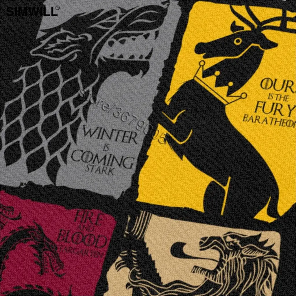 Tanie Vintage Game Of Thrones T Shirt mężczyźni krótki rękaw dom stark T shirt Targaryen Lannister Tees bawełniana koszulka szeroka odzież