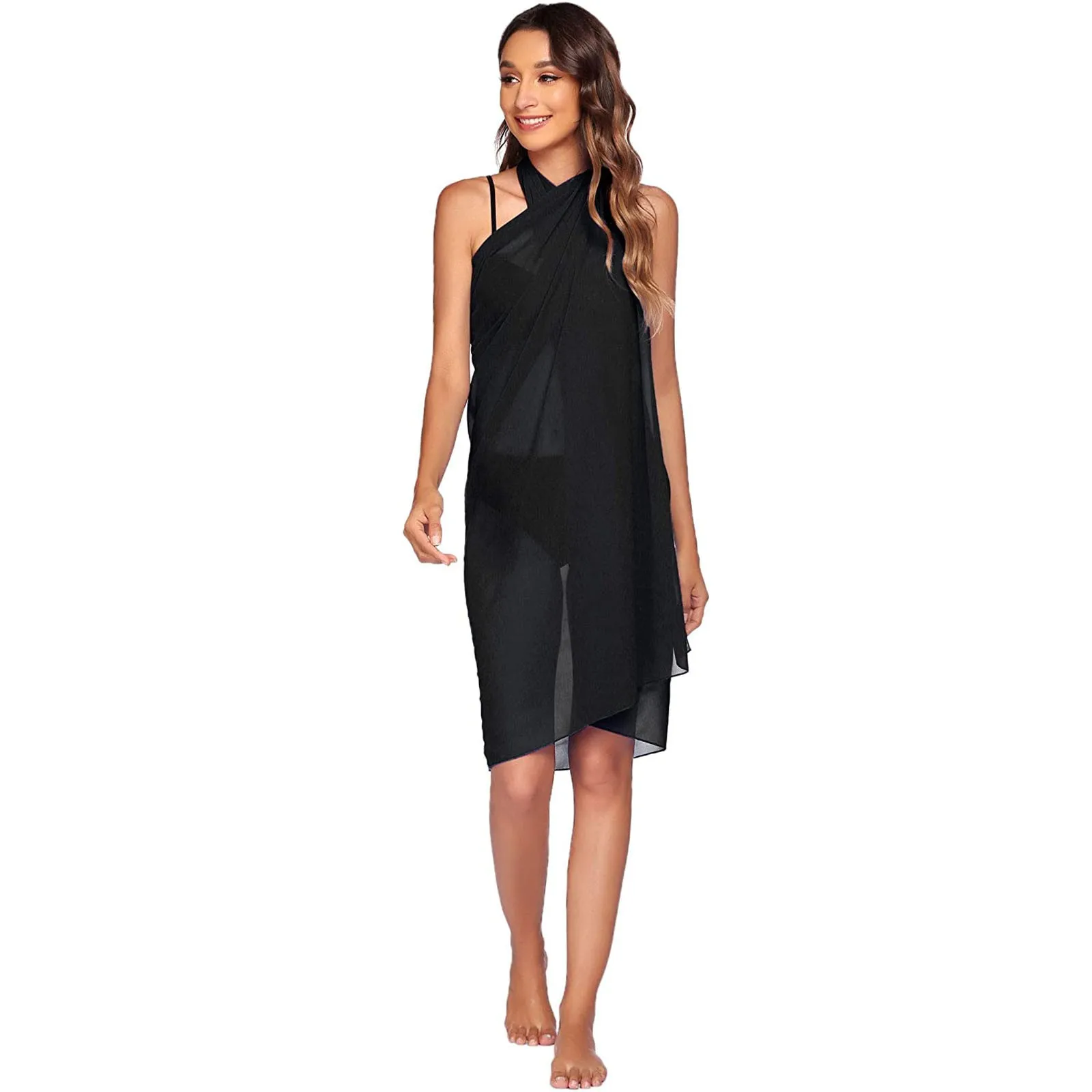 Women Chiffon Swimwear Pareo Scarf Beach Cover Up Wrap Kaftan Sarong Swim Wear Sexy Bikini Cover Up Mini Wrap Skirt New