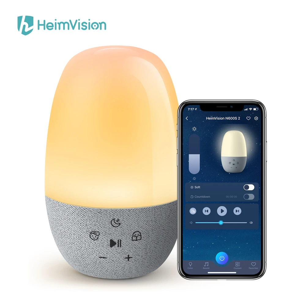 HeimVision NF600SQ LED Light Smart Night Light Digital Snooze Nature Baby Sound Music Lamp Touch Voice Control Work With Alexa