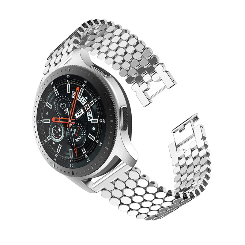 silver Ремешок из нержавеющей стали для huawei watch gt samsung galaxy watch 46 мм S3 frontier band huami amazfit 1/2 браслет ремень аксессуары - Цвет ремешка: silver