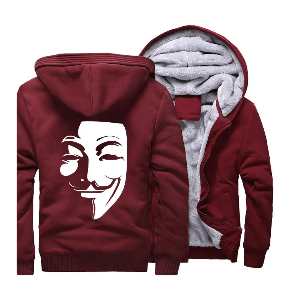 V for Vendetta Guy Fawkes уличная толстовка с капюшоном мужская зимняя Флисовая теплая Толстая спортивная куртка с капюшоном для мужчин s