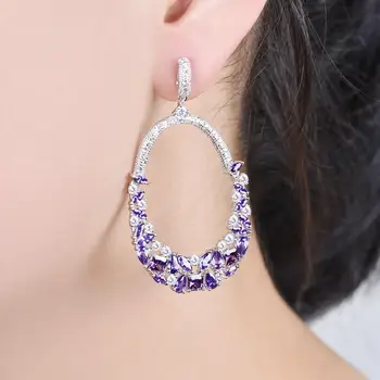 

New product earrings female fashion personality round exaggerated black color separation gold long earrings wholesale