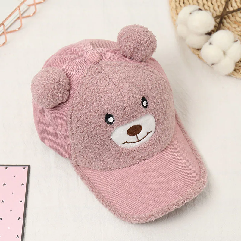 Милая детская шапка с помпоном, зимняя шапка для детей, теплая детская бейсбольная однотонная бейсболка, детская шапка, шапка, шапка для маленьких мальчиков и девочек - Цвет: Белый
