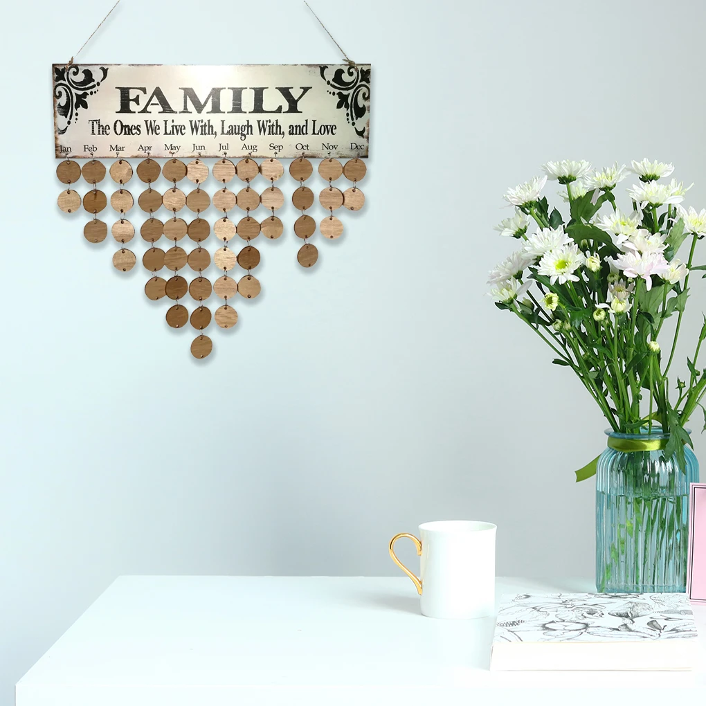 Семейные слова Висячие DIY деревянный календарь Kalendar доска напоминаний доска домашний декор кулон красочные