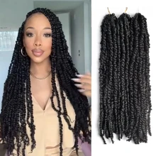 

VERVES Passion Twist Hair Pre-twisted 18 Inch Bouncy Curly Pre-looped Crochet Hair for Women Synthetic Braiding Hair Extension