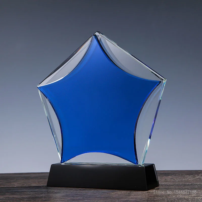 Crystal Trophy for Decoration, Blue Big Ththumb, Home Collection, Creative Awards, Event Souvenir, Personality Can Be Customized