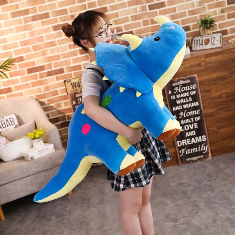 MorisMos Dinosauro Peluche Verde 45cm, Kawaii Triceratopo di Peluche Mamma con 3 Dinosauri Carino Morbido, Idee Regalo Compleanno per Bambini Ragazze