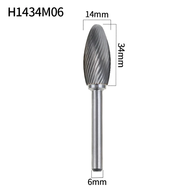 YG8 Alloy Rotary File 1Pcs Oval H-shape Single And Double Groove Tungsten Steel Woodcarving Grinding Head Carbide Milling Cutter H1434M06