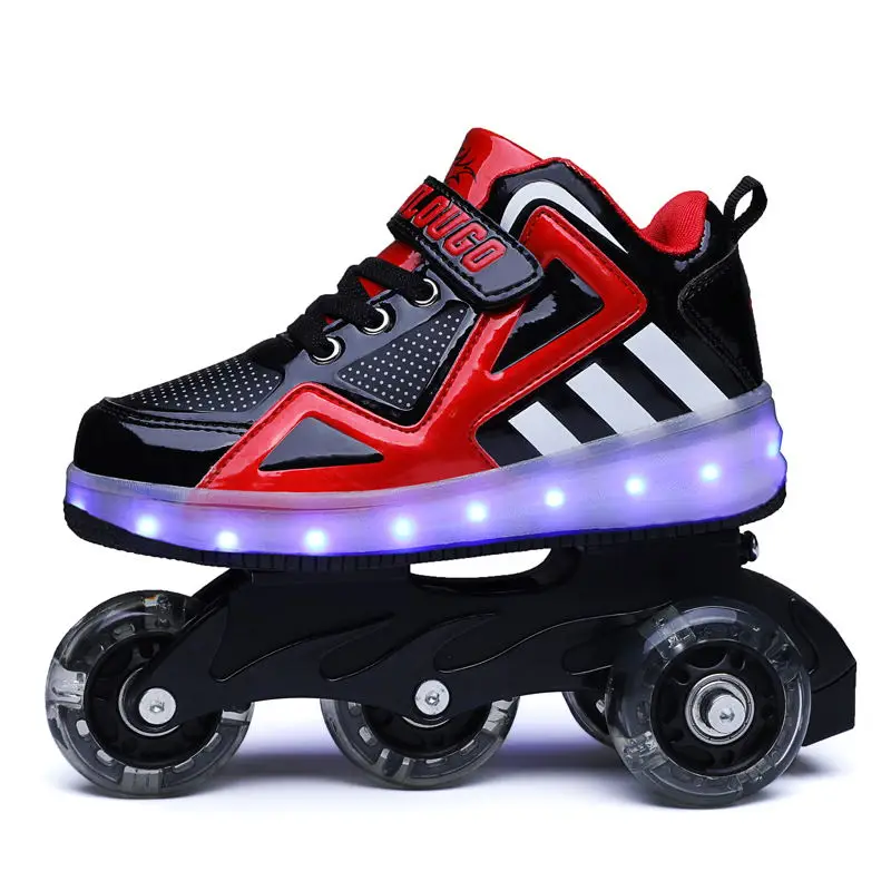 Heelys, светильник на колесиках, обувь с роликовыми светодиодами, детская обувь для девочек и мальчиков, светящиеся кроссовки синего цвета - Цвет: Красный