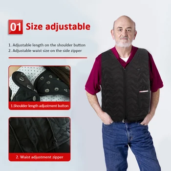 

Fashion Electric USB Heated Warm Vest Size Adjustable Coat Women Men Heating Jacket Clothing 5 Heating Zones Smart Accessories