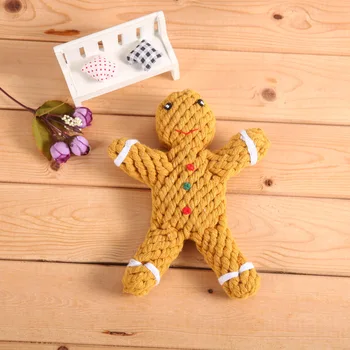 

New Style Christmas Dog Toy Gingerbread Man Cotton Rope for Making Dog Pedigree Toy Pet Toy Toy